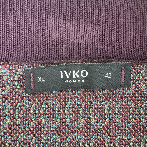 Ivko Knit Skirt With Pleats Midi Size 42 XL Brown Red Geometric Wool Blend Boho - Picture 5 of 12